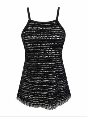 Magicsuit Black Mesh Tankini Top Size 16 Slimming Swimwear Adjustable Straps